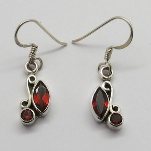 925 Sterling Silver Earrings Natural Gem Stones Garnet Faceted Gemstones Earring 01 Pair Handmade Silver Jewelry