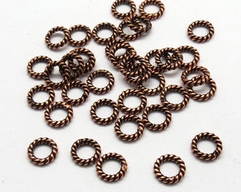 20 Pieces Beads Spacers Solid Copper Beads 6mm Round Copper Jump Rings Closed