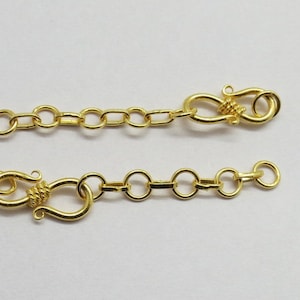 2 Pieces 925 Sterling Silver S Hook Clasp 22K Gold Vermeil Adjustable Chain Extender Chain Rings