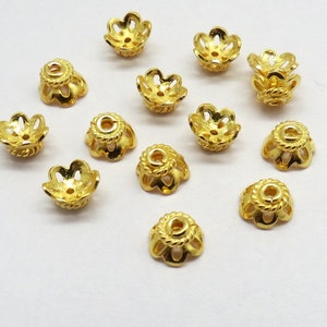 10 Pieces 22K Gold Beads Cap 925 Sterling Silver Bali Silver Beads Cap 6.5mm Vermeil Beads Caps