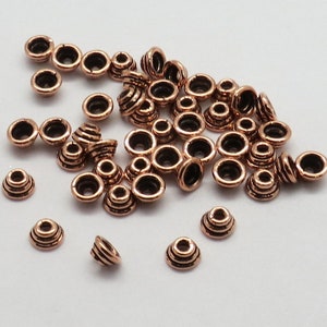 20 Pieces Beads Spacers  Solid Copper Beads Cap 5.5 mm Round Jewelry Making Beads