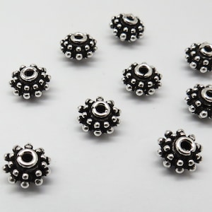 4 Pieces 925 Sterling Silver Beads Bali Silver Beads 8.5mm Round Handmade Silver Beads Jewelry Making Beads