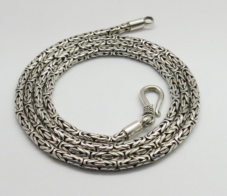 925 Sterling Silver Chain Bali Silver Byzantine Chain 55 Cm Etsy