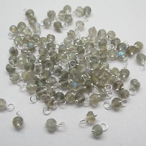 10 stuks kraal charms, lussen, tags met 925 sterling zilverdraad labradoriet edelsteen hangers bungelt