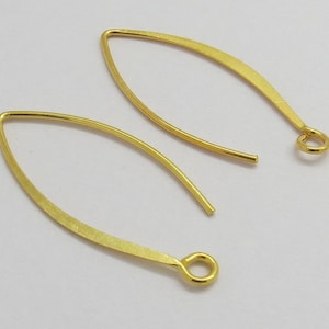 10 Stück 925 Sterling Silber Vermeil Ohrhaken 30mm Lang Marquise 22K Gold Vermeil Ohrhaken