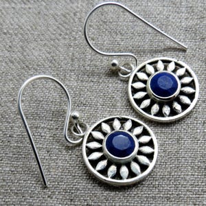925 Sterling Silver Earrings Natural Gemstones Earrings 3 cm Long Earrings 01 Pair