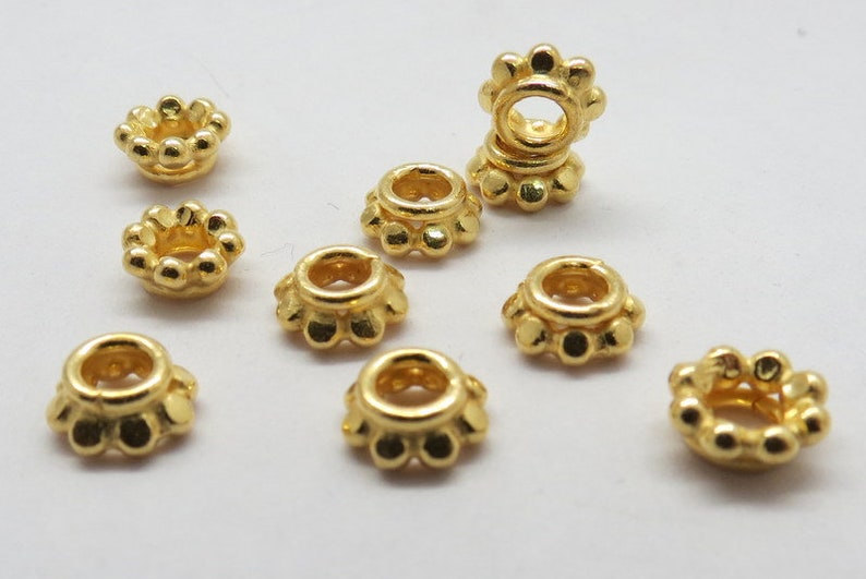10 Pieces 22K Gold Vermeil Beads 925 Sterling Silver Bali Etsy