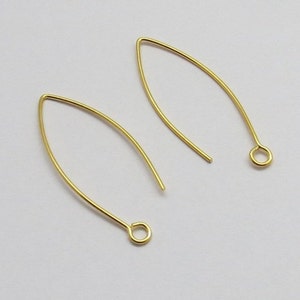 10 Pieces 925 Sterling Silver Earring Hook 22K Gold Vermeil 30 mm Long V Shape Silver Ear Wire Hooks 21 Gauge