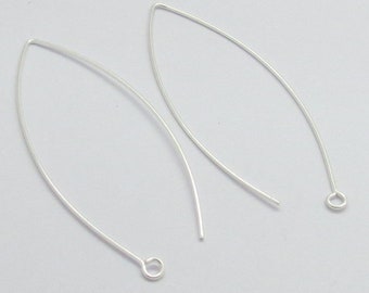 6 Pieces 925 Sterling Silver  Ear Wire Earring Hooks 56mm Long V Shape