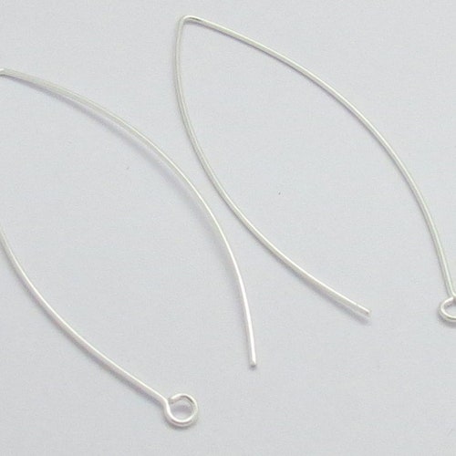 30mm Long V-Shape 925 Sterling Silver Ear Wires – Earring Findings For Dangle Drop Earrings