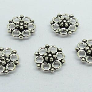 925 Sterling Silver Beads Bali Beads Spacers Links Findings Connector 13mm Round 6 Pieces Lot