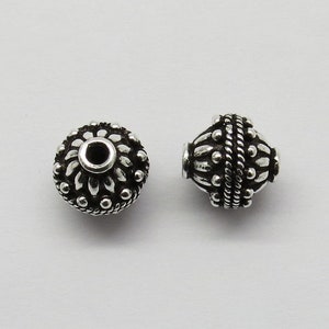 2 Pieces 925 Sterling Silver Beads Bali Silver Beads 10mm Round Handmade Silver Beads