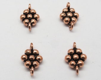 4 piezas de cuentas de cobre, espaciadores, enlaces, conectores para la fabricación de joyas, cuentas hechas a mano de 14 x 8 mm de largo.