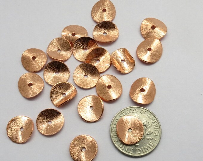 20 Pieces Beads Spacer Brushed Wavy Disc Beads Coin Copper Etsy
