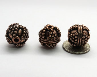 4 Pieces Copper Beads Round Beads 14x14mm Handmade Copper Beads Antique Beads