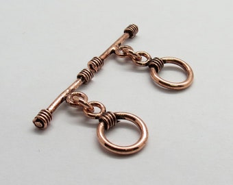 2 Pieces Toggle Clasp Hooks Copper Toggle 10mm Round Handmade Clasp Hook Pure Copper