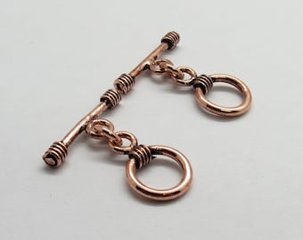 2 Stück Knebelverschluss Haken Kupfer Knebel 10mm Rund Handgemachter Verschluss Haken Reines Kupfer