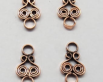 4 piezas de espaciadores de cuentas de cobre, enlaces, hallazgos, conectores, cuentas para hacer joyas, hechas a mano, 15 x 7 mm de largo