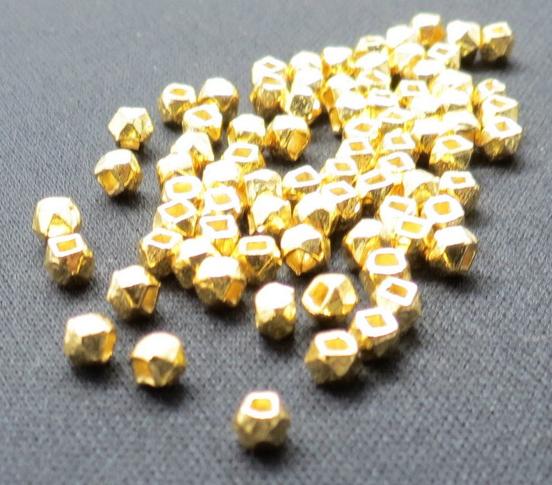 20 Pieces Sterling Silver Faceted Nuggets Beads 3mm 22K Gold Etsy