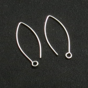 10 Pieces 925 Sterling Silver Earring Hook 30 mm Long V Shape Ear Wire 21 Gauge