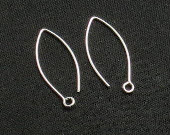 10 Pieces 925 Sterling Silver Earring Hook 30 mm Long V Shape Ear Wire 21 Gauge
