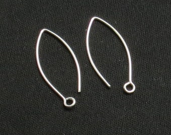 10 Piezas 925 Gancho de pendiente de plata de ley 30 mm de largo V Forma de alambre de oreja calibre 21