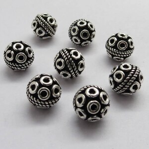 4 Pieces 925 Sterling Silver Beads Bali Silver Beads 8mm Round