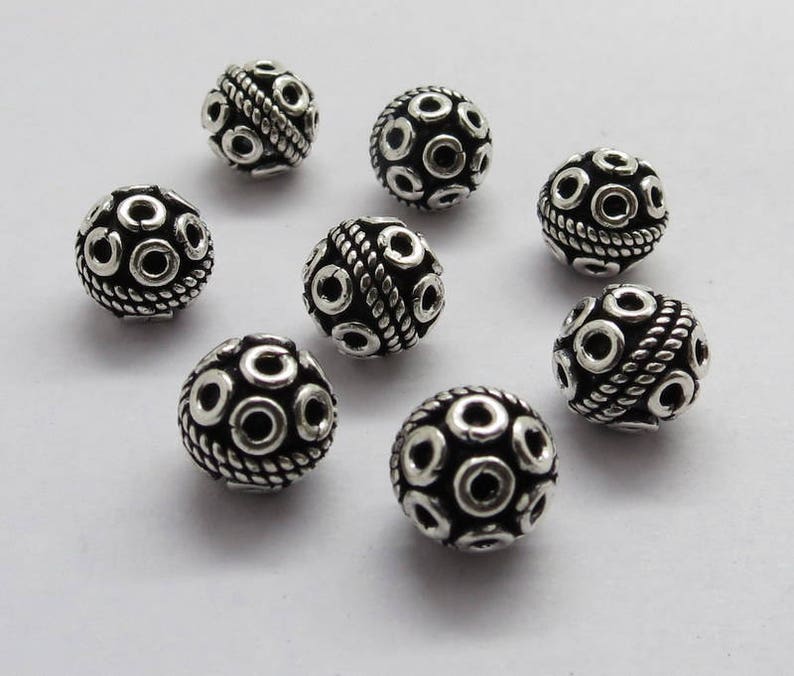 4 Pieces 925 Sterling Silver Beads Bali Silver Beads 8mm Round - Etsy