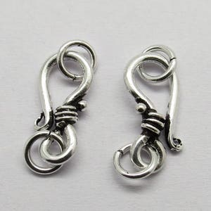 2 Pieces S Hook Clasps 925 Sterling Silver 17mm Long 17 Gauge Wire