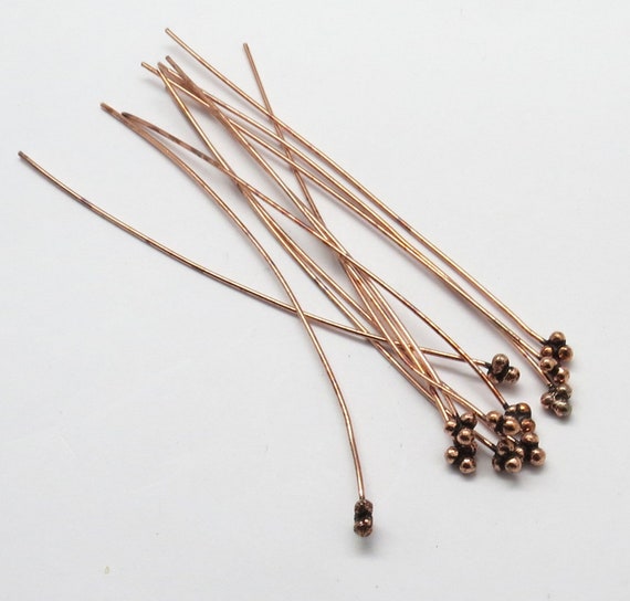 10 Pieces Antique Copper Headpin 22 gauge wire Jewelry Making Headpin 75mm  Long