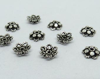 10 Stück 925 Sterling Silber Perlenkappen 7mm rund