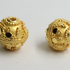 2 Stuks 22K Goud Vermeil 925 Sterling Zilveren Kralen 10mm Ronde Handgemaakte Sieraden Maken Kralen