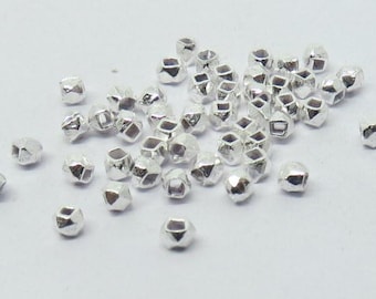 20 Pieces Sterling Silver Faceted Nuggets Beads 2.5 mm Hexagon Shape Handmade 925 Silver