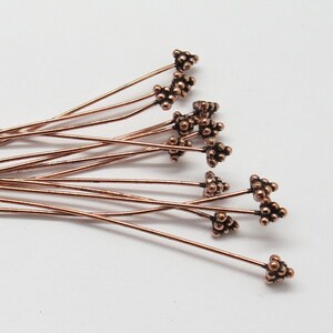 10 Pieces Antique Copper Headpin 22 gauge wire 75mm Long Jewelry Making Supplies Copper Headpins
