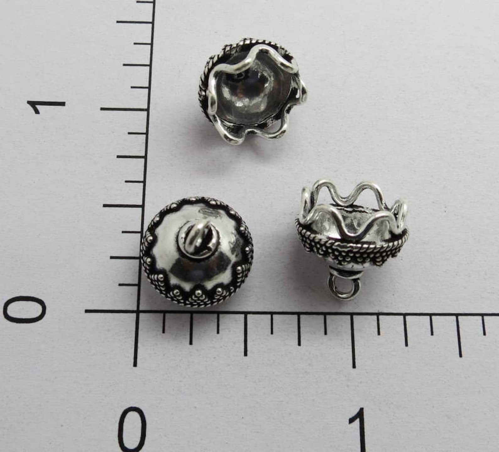 2 Pieces 925 Sterling Silver Bead Caps Round 12.5 Mm Etsy