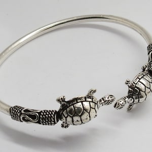 925 Sterling Silver Bracelets Bali Silver Bangle Cuff 55 cm Round Handmade Silver Bangle
