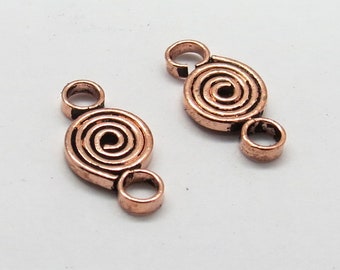 4 piezas de espaciadores de cuentas de cobre, enlaces, hallazgos, conectores, cuentas para hacer joyas, hechas a mano, 13 x 7 mm de largo