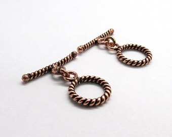 2 Stück Knebelverschluss Haken Kupfer Knebel 13 mm Rund Handgemachte Kupfer Zubehör