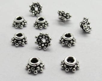 10 Stück 925 Sterling Silber Perlen Kappe Spacer Bali Silber Perlen Kappen 5.5mm Rund