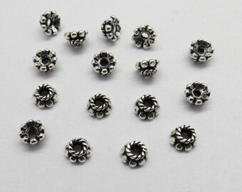 10 Stück 925 Sterling Silber Perlen Kappe Spacer Bali Silber Perlenkappen 5,5mm Runde schmuck machen Perlen