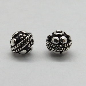4 Pieces 925 Sterling Silver Beads Bali Silver Beads 7mm Round