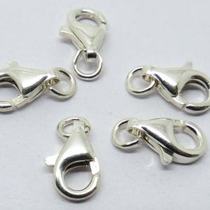 5 Pieces 925 Sterling Silver Lobster Clasp Hook 11mm with Open Jump Ring Silver Locks