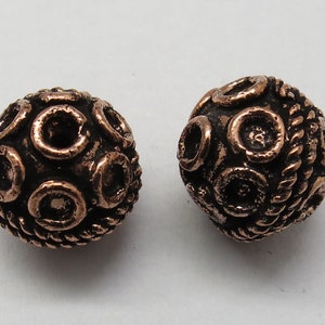 4 Pieces Copper Beads Round Beads 13x14mm Handmade Copper Beads Antique Beads Jewelry Making Beads