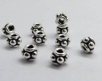 10 Stück 925 Sterling Silber Bali Perlen Spacer Perlen 5mm rund