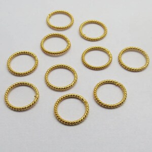10 Pieces Jump Rings Closed 22K Gold Vermeil 925 Sterling Bali Silver Jump Rings 10mm Twisted Wire Round