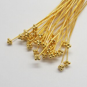 4 Pieces Headpins 22K Gold Vermeil 925 Sterling Silver 75mm Long Bali Silver Findings Headpin
