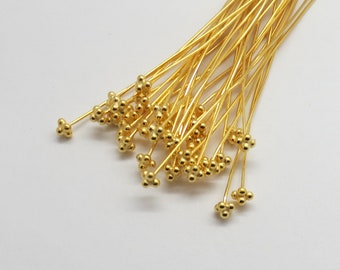 4 Pieces Headpins 22K Gold Vermeil 925 Sterling Silver 75mm Long Bali Silver Findings Headpin