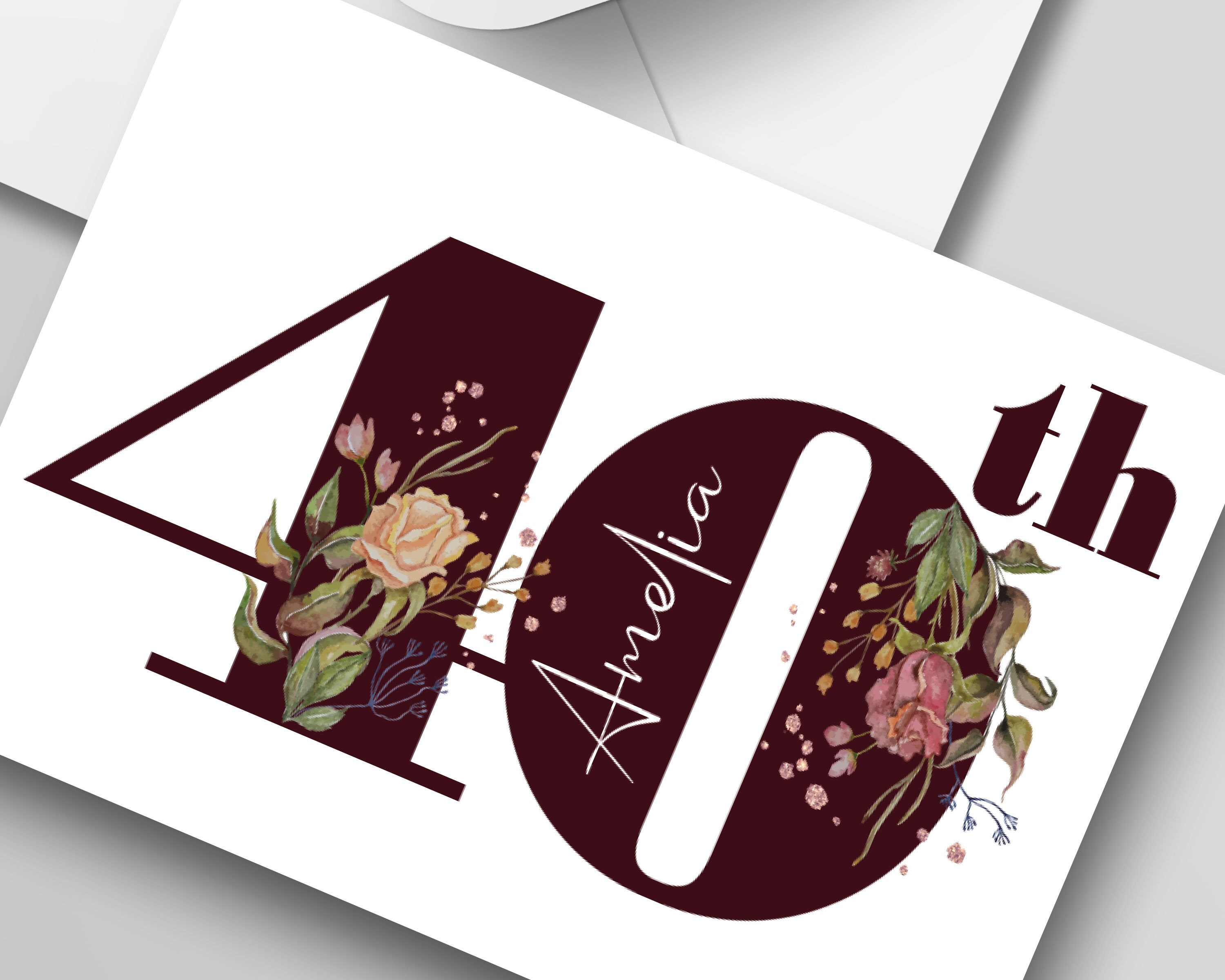 40. Geburtstagskarte mit Alter und Namen / Personalisierte - Etsy.de