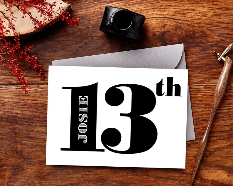 Thirteenth 13th Birthday Card With Name / Card for 13 Year Old Etsy UK