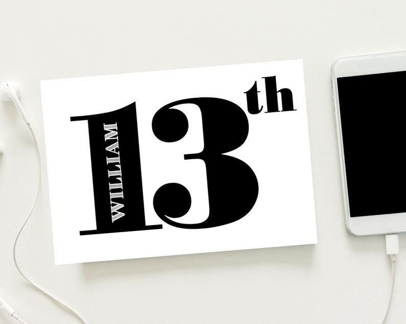 Thirteenth 13th Birthday Card With Name / Card for 13 Year Old Etsy UK